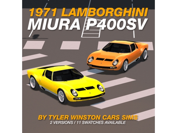 Alpha Tyler Winston Cars 1971 Lamborghini Miura P400SV - The Sims 4 Custom Content