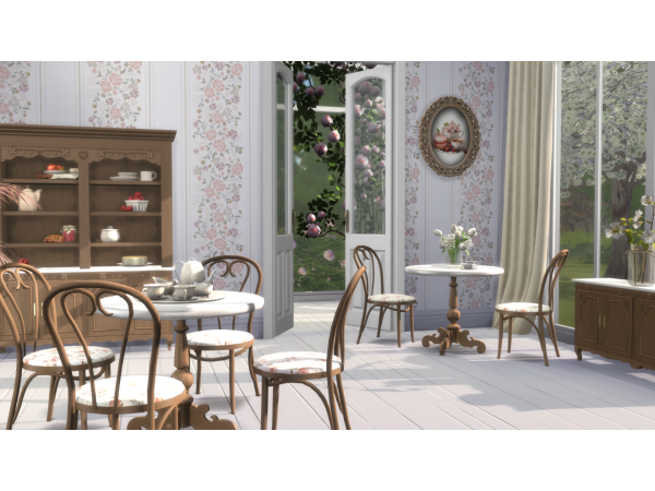 Mix Blossom Cafe Wallpaper - The Sims 4 Custom Content