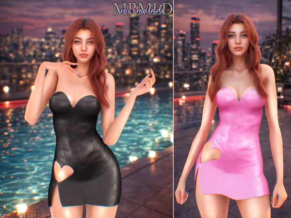 Alpha Secret Heart Dress - The Sims 4 Custom Content