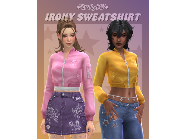 Maxis Match Irony Sweatshirt by trillyke - The Sims 4 Custom Content