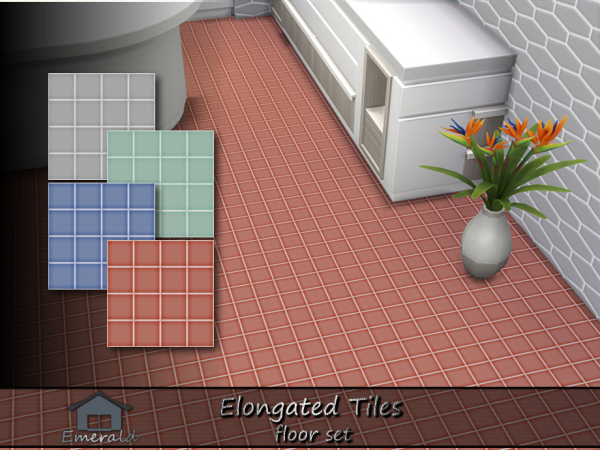 Mix Elongated Tiles floor set by Emerald - The Sims 4 Custom Content