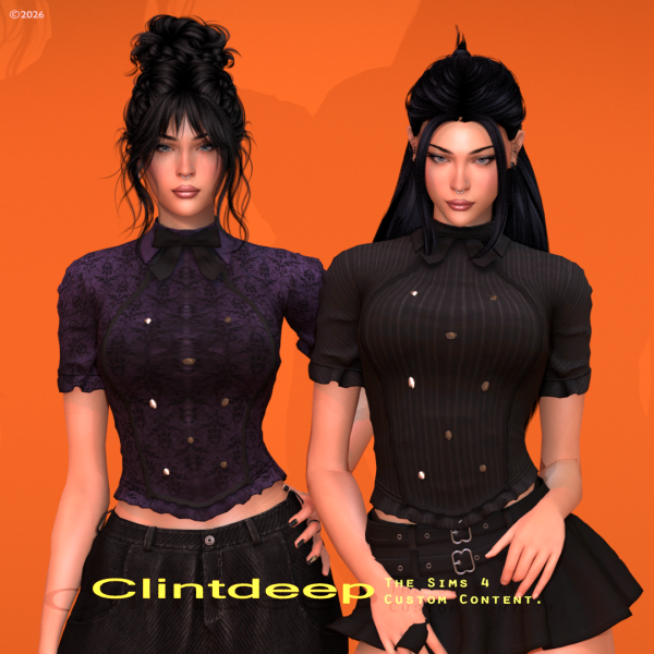 Alpha Clintdeep Moonfang Breasted Blouse by clintdeep - The Sims 4 Custom Content