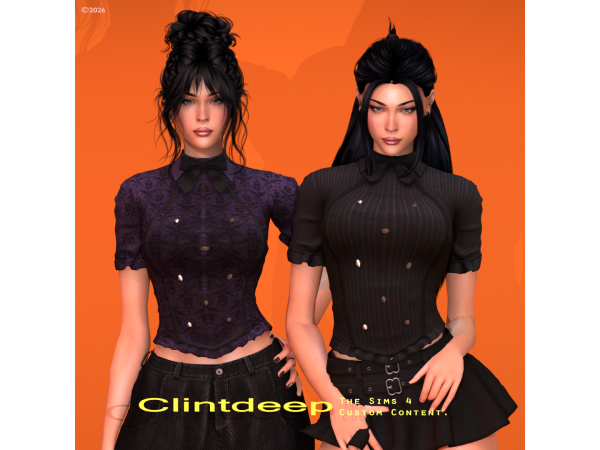 Alpha Clintdeep Moonfang Breasted Blouse - The Sims 4 Custom Content