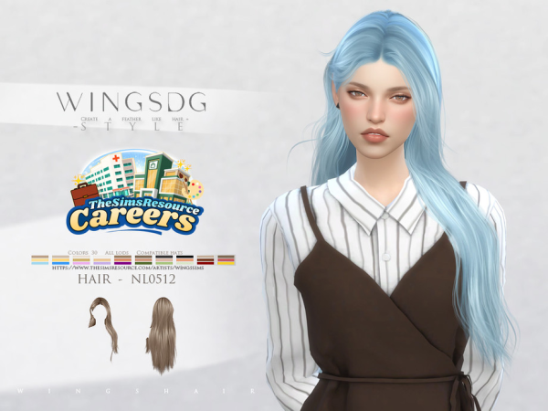 Alpha WINGS left long straight hair NL0 5 1 2 by wingssims - The Sims 4 Custom Content