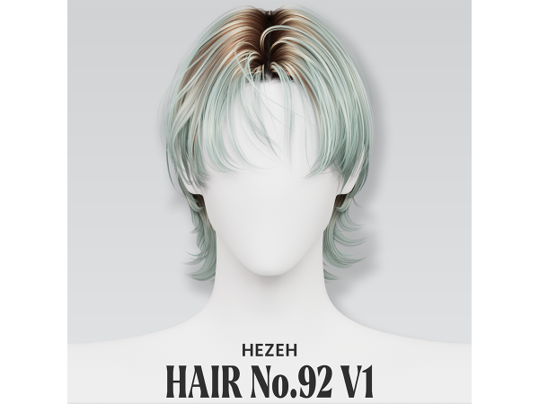 Alpha [Hezeh]Hair No92 V1 - The Sims 4 Custom Content