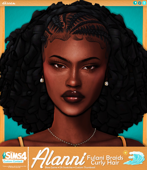 Maxis Match Alanni Curly Hair by simsfinds - The Sims 4 Custom Content