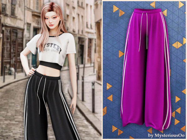 Alpha Wide leg track pants by MysteriousOo - The Sims 4 Custom Content
