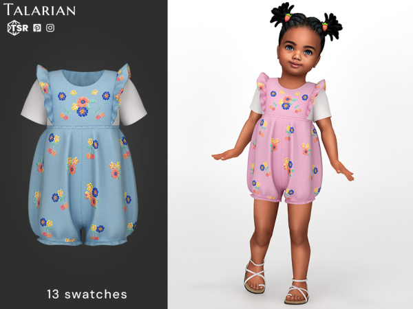 Mix Arianna Floral Embroidery Romper by talarian - The Sims 4 Custom Content