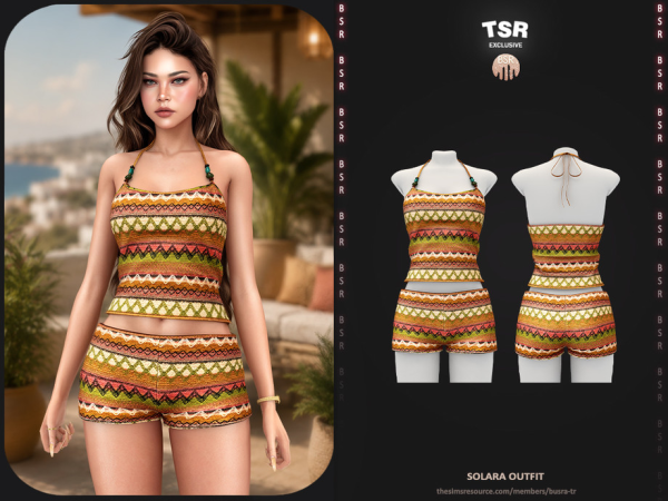 Sims 4 Alpha Female Shorts CC: SET-Solara Outfit by busra-tr