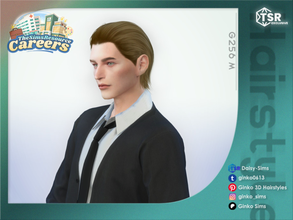 Alpha Slick Back Hair Careers Collection Sims by Daisy - The Sims 4 Custom Content