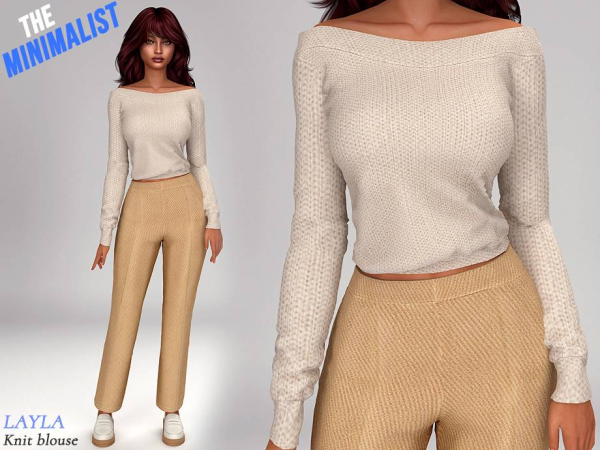 Alpha curseforge Luxe Knit Blouse (the minimalist collection) by layla - The Sims 4 Custom Content