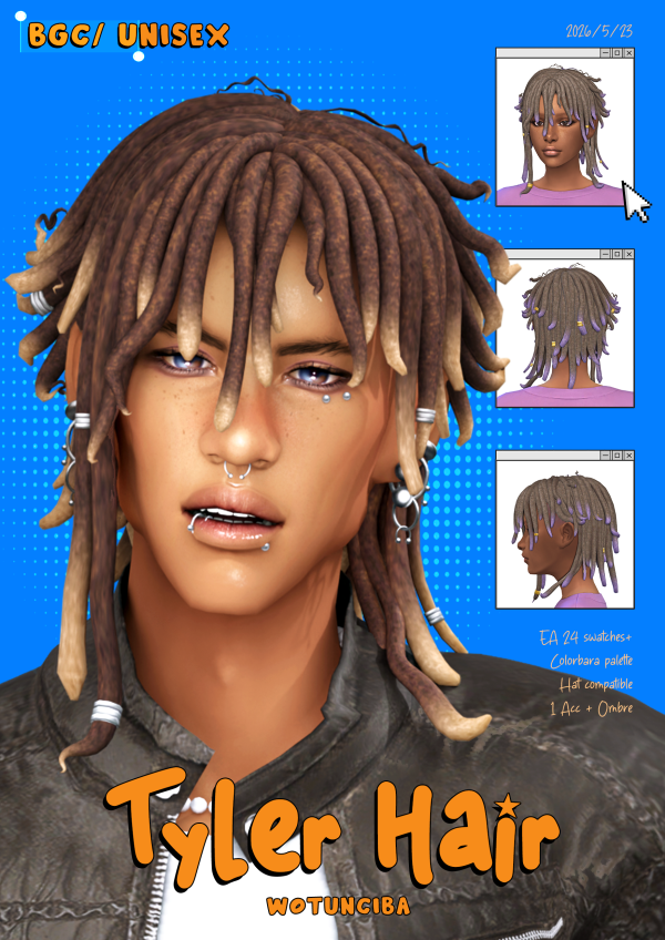 Maxis Match Tyler Hair by simsfinds - The Sims 4 Custom Content