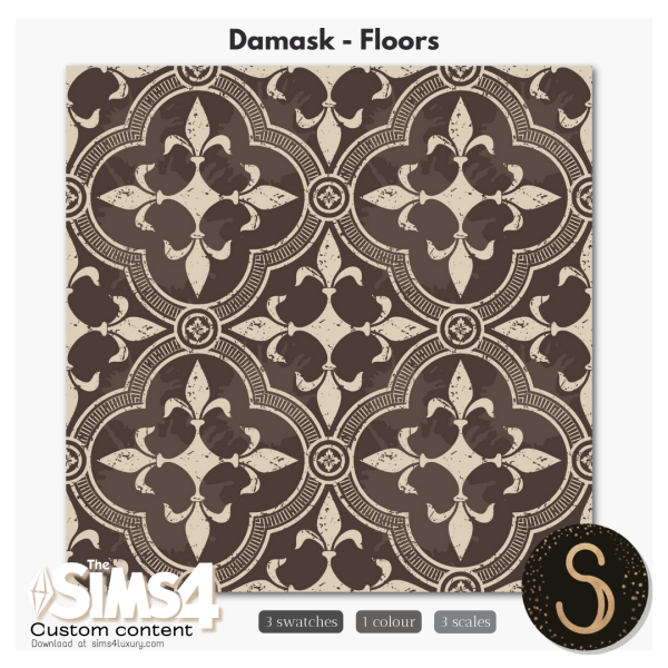 Mix Sims4Luxury Damask Floors by simsfinds - The Sims 4 Custom Content