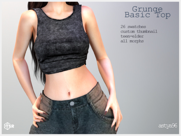 Alpha Grunge Basic Top by astya96cc - The Sims 4 Custom Content