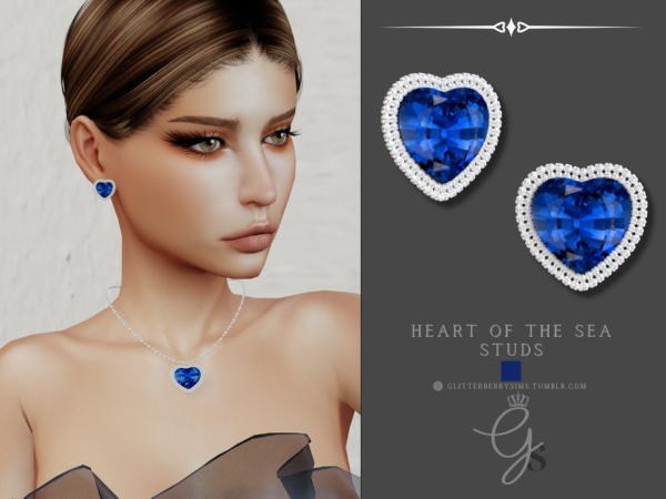 Alpha PATREON Heart of the Sea Earrings by Glitterberryfly - The Sims 4 Custom Content