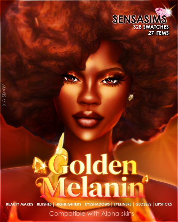 Mix GOLDEN MELANIN Makeup Collection by sensasims - The Sims 4 Custom Content