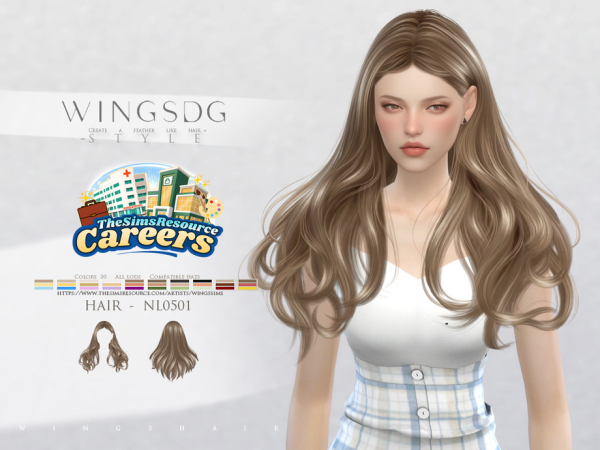 Alpha WINGS NL0 5 0 1 Smooth long curly hair by wingssims - The Sims 4 Custom Content