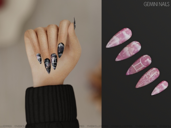 Alpha Gemini nails - The Sims 4 Custom Content