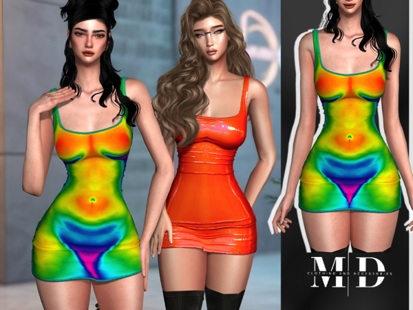 Sims 4 Alpha Dresses CC: Sexy fitted mini dress with straps by Mydarling20
