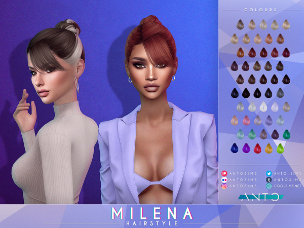 Alpha Milena Hairsryle by Anto - The Sims 4 Custom Content