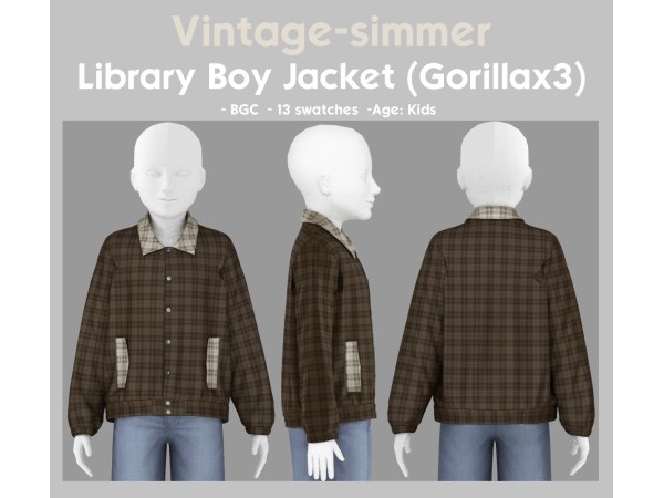 Alpha Library Boy Jacket simmer by vintage - The Sims 4 Custom Content