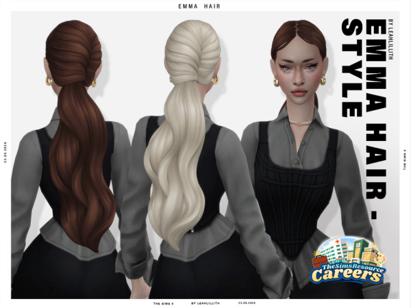Maxis Match Careers Collection Emma Ponytail Hairstyle by Leah_Lillith - The Sims 4 Custom Content