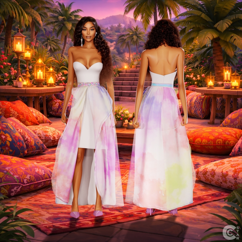 Alpha Sweetheart Draped High Low Gown in 20 colors by cool_content_star - The Sims 4 Custom Content