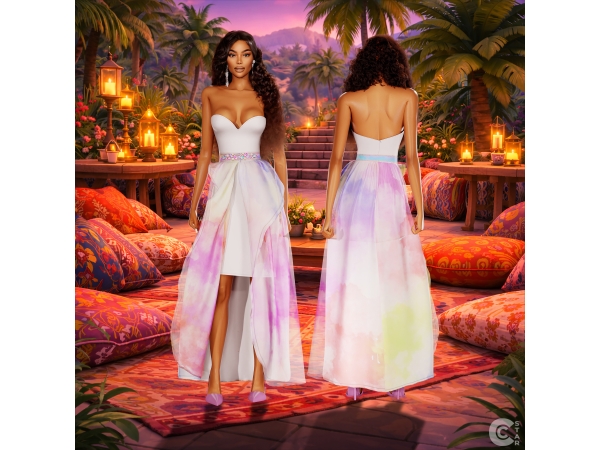 Alpha Sweetheart Draped High Low Gown in 20 colors - The Sims 4 Custom Content