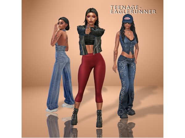 Maxis Match Denim Leather Lookbook - The Sims 4 Custom Content