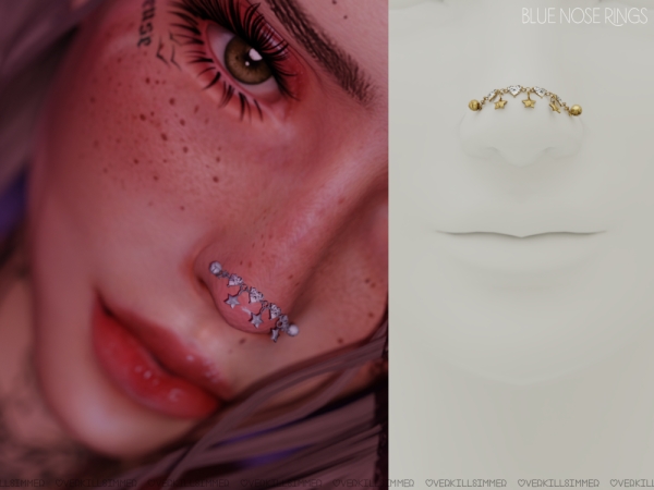 Alpha Blue nose rings - The Sims 4 Custom Content