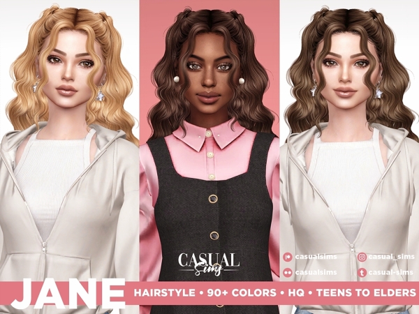 Sims 4 Alpha Cabelos CC: Jane Haistyle (With Bangs)
