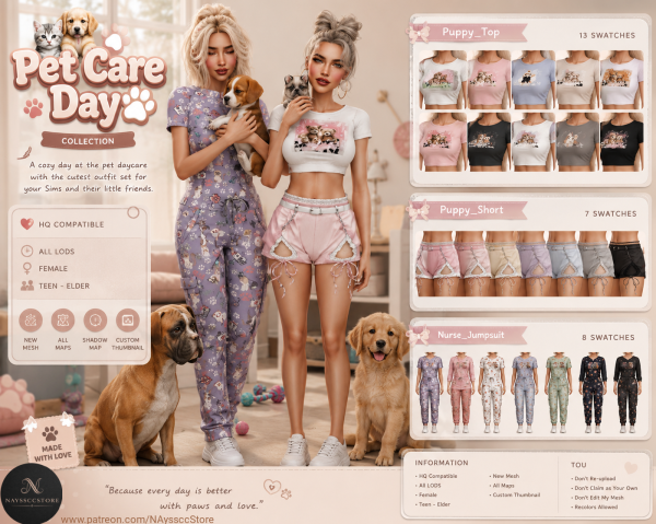Alpha Pet Care Day Collection by simsfinds - The Sims 4 Custom Content