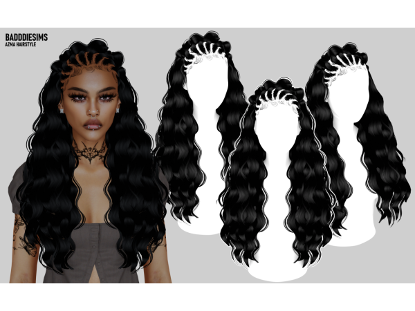 Alpha BADDDIESIMS AZMA HAIRSTYLE - The Sims 4 Custom Content