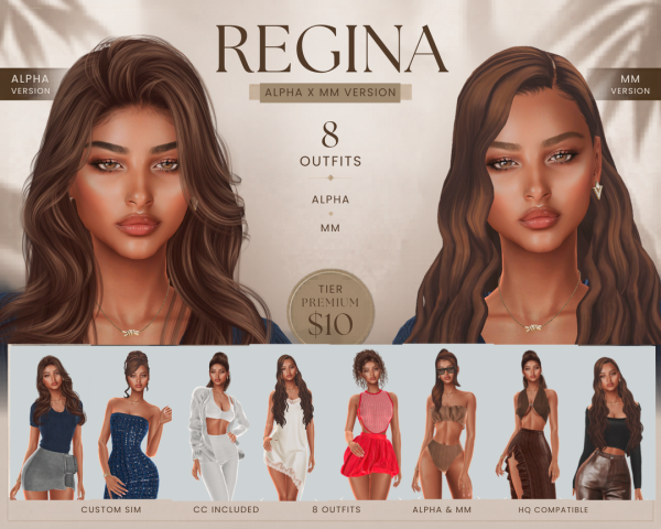 Mix Regina 8 Outfits Alpha MM Versions by yolimi - The Sims 4 Custom Content