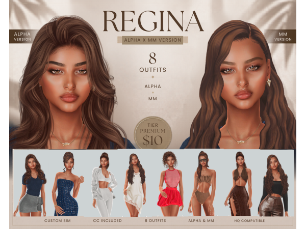 Mix Regina 8 Outfits Alpha MM Versions - The Sims 4 Custom Content