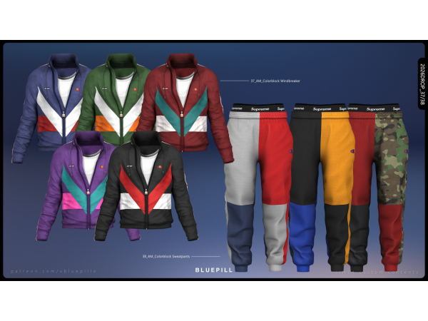 Alpha (Bluepill) 2026DROP_3738_ AM Colorblock Outfit - The Sims 4 Custom Content