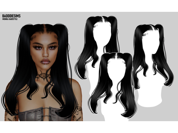 Alpha BADDDIESIMS MONIKA HAIRSTYLE - The Sims 4 Custom Content