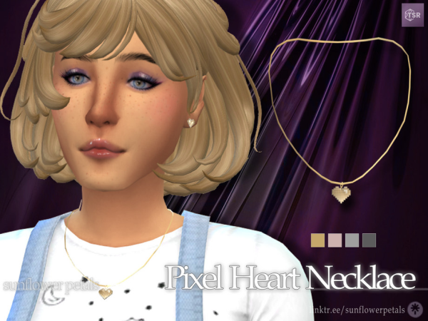 Mix Pixel Heart Necklace - The Sims 4 Custom Content