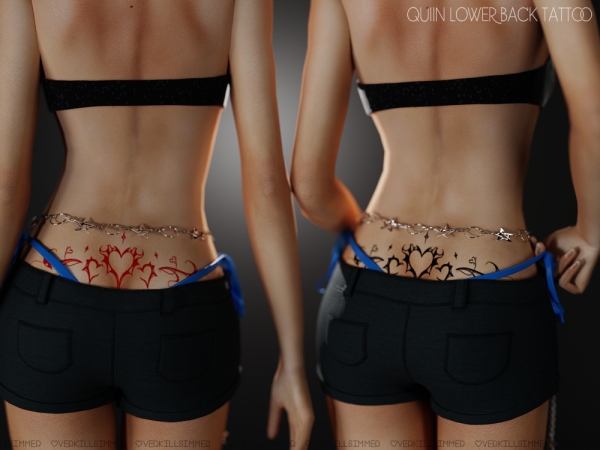 Mix Quiin lower back tattoos - The Sims 4 Custom Content