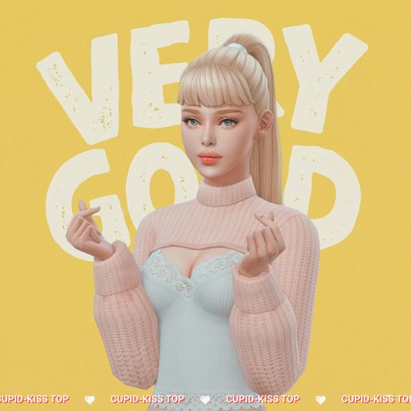 Maxis Match CUPID KISS CROP TOP by simsfinds - The Sims 4 Custom Content
