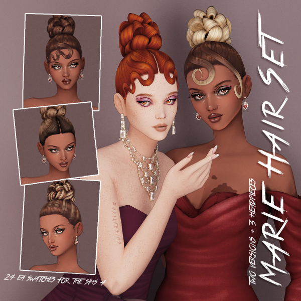 Maxis Match MARIE HAIR SET by simsfinds - The Sims 4 Custom Content