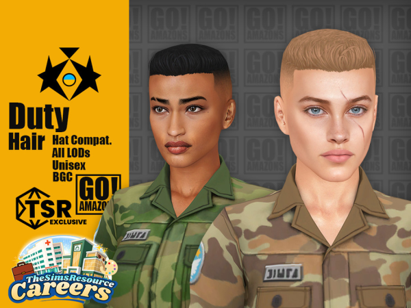 Maxis Match Duty Hair - The Sims 4 Custom Content