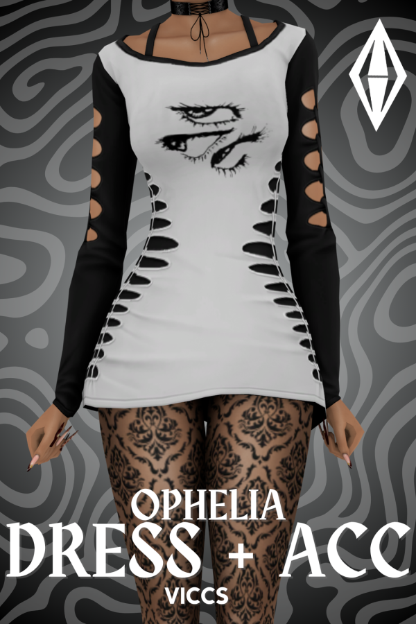 Mix VICCS_OPHELIA DRESS ACC (TEEN ELDER) by viccs - The Sims 4 Custom Content