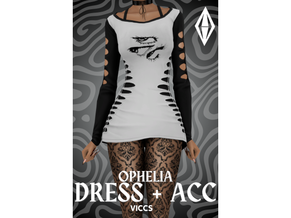 Mix VICCS_OPHELIA DRESS ACC (TEEN ELDER) - The Sims 4 Custom Content