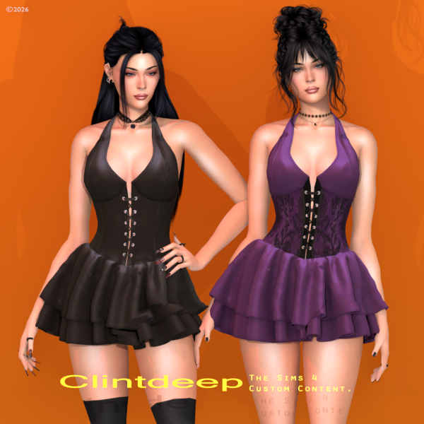 Alpha Clintdeep Isabella Mini Dress Halter by clintdeep - The Sims 4 Custom Content