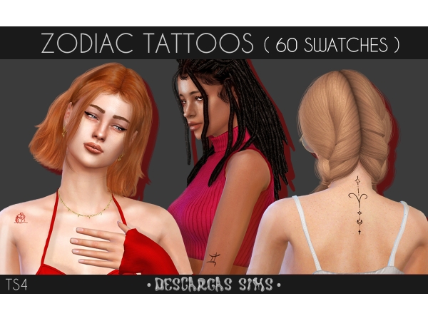 Alpha Zodiac Tattoos - The Sims 4 Custom Content