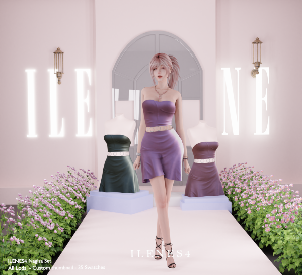 Alpha ILN Nagisa After Party Dress by ilenes4 - The Sims 4 Custom Content