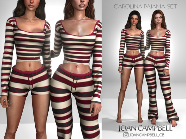 Alpha CAROLINA PAJAMA SET by Joan_Campbell_Beauty_ - The Sims 4 Custom Content