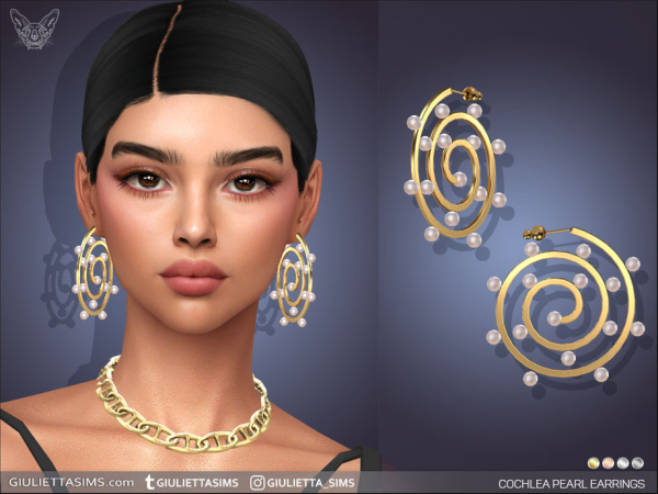 Alpha Cochlea Pearl Hoop Earrings - The Sims 4 Custom Content