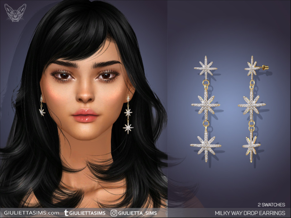 Alpha Milky Way Drop Earrings - The Sims 4 Custom Content